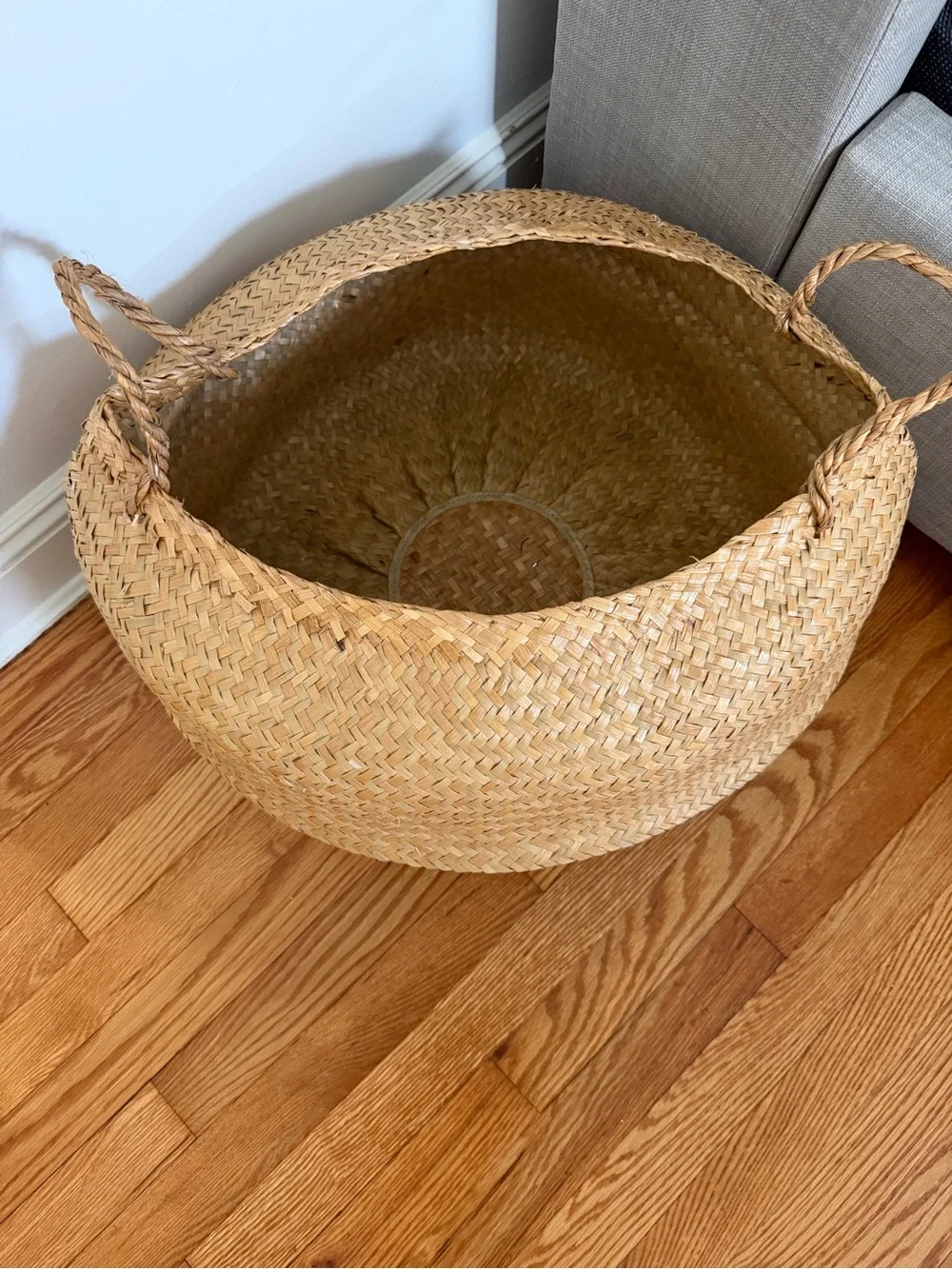 Natural Two-Tone Seagrass Storage Basket - Black & Natural